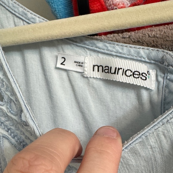 Maurices Light Blue Embroidered Tank Top - Picture 5 of 8
